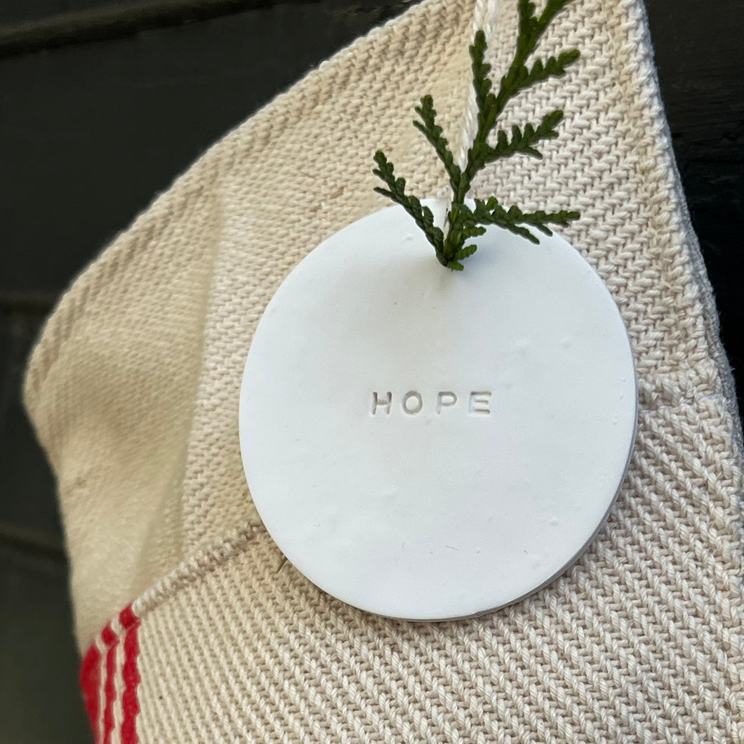 Round White Hope Ornament