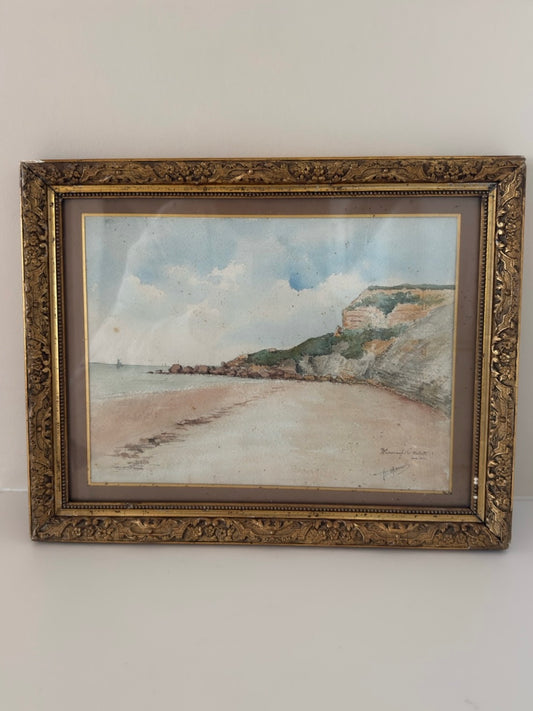 Seaside Cliffs Vintage Painting