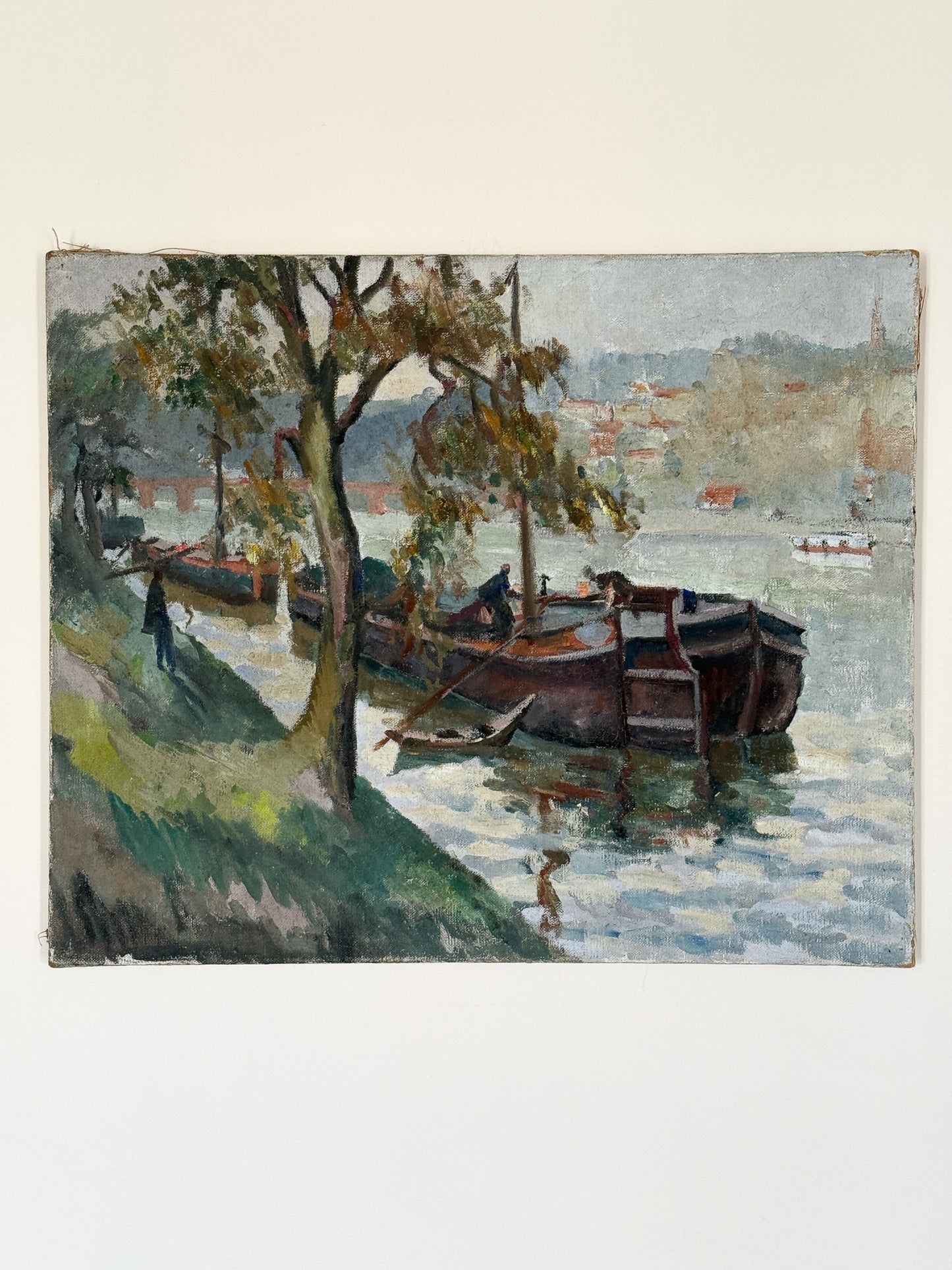 River Boats Vintage Painting