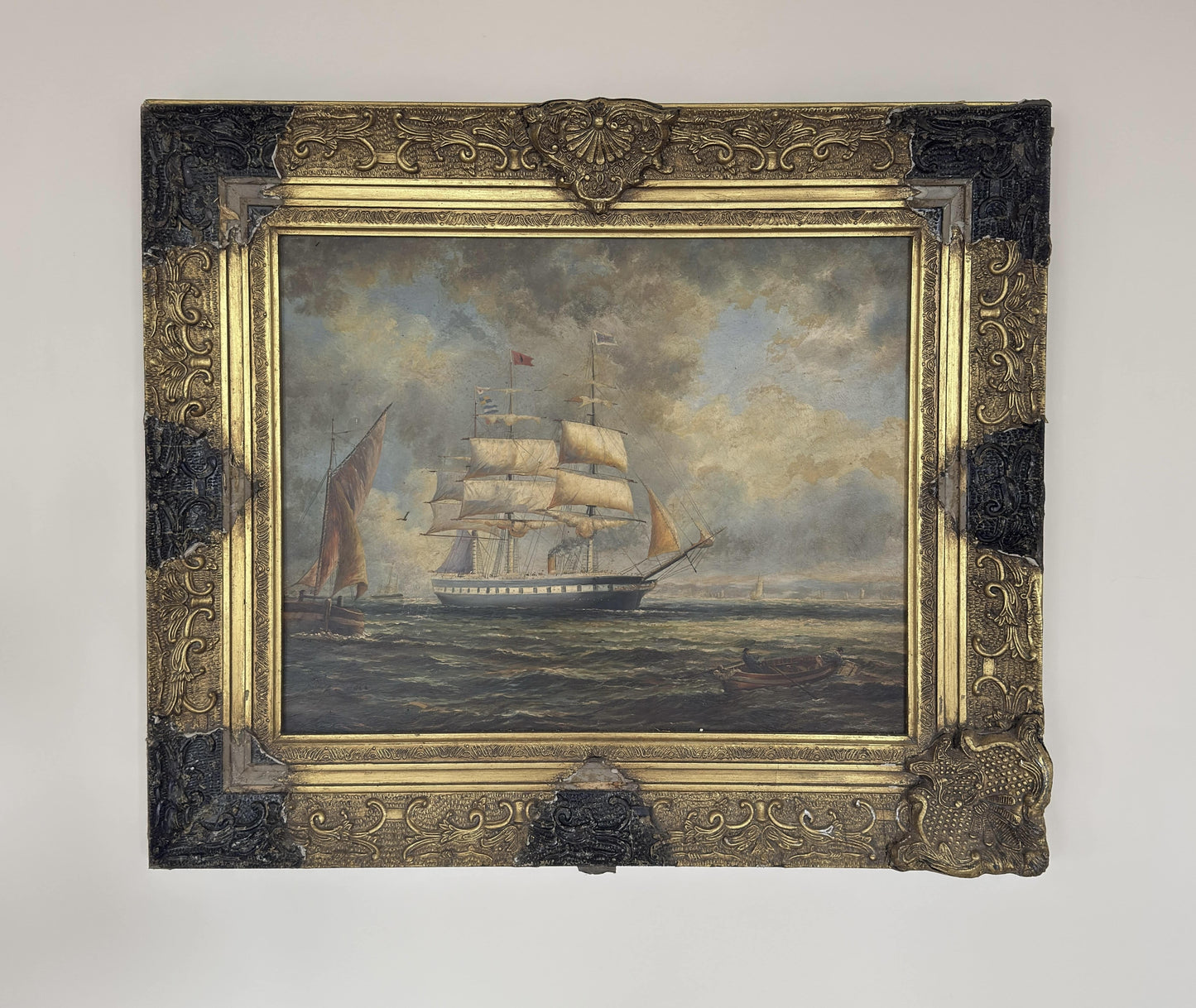 French Ship w/Red Flag