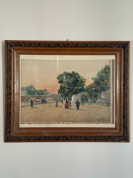 Along The Seine Vintage French Painting