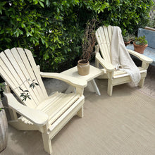 Load image into Gallery viewer, cream colored painted Adirondack chairs and side table