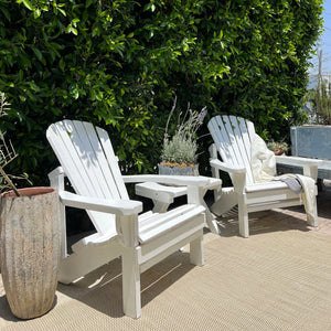 white painted Adirondack chairs