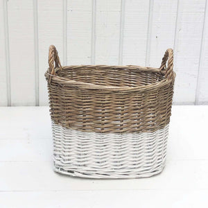 White Dipped Oval Willow Basket