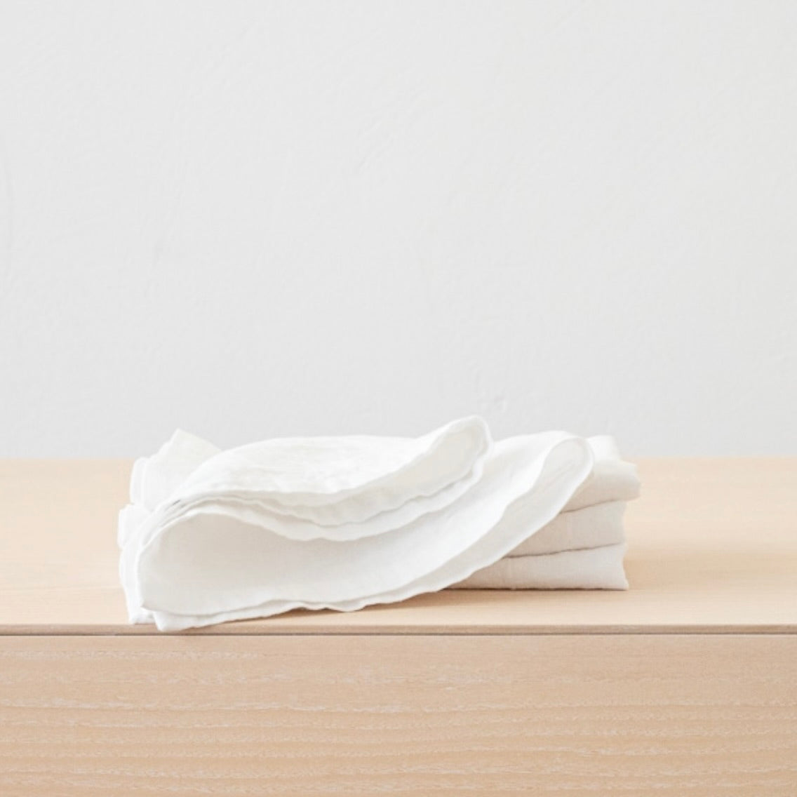 Set/4 Linen Napkin White Stone Wash