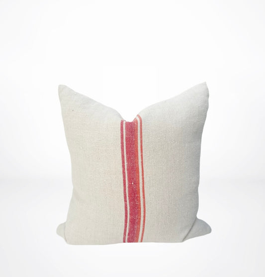 Multi Stripe Grain de Sac Pillow-Red