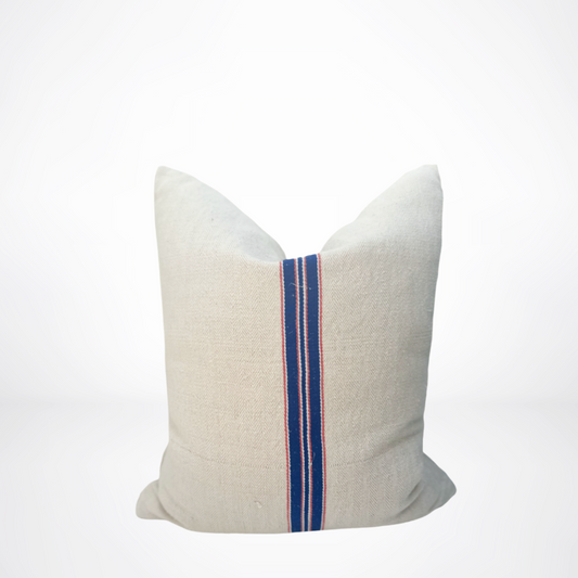 Multi Stripe Grain de Sac Pillow-Blue