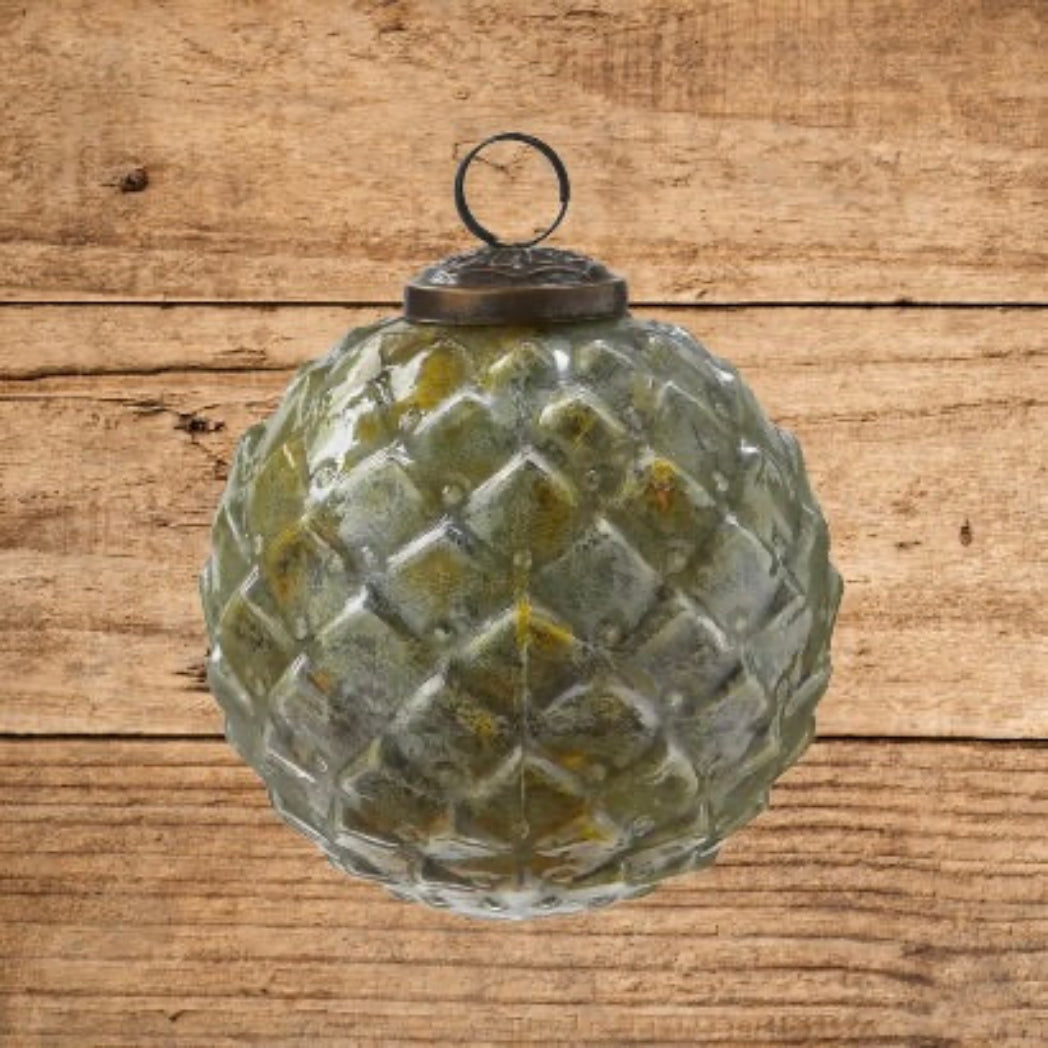 Antique Green Glass Ornament-Ball