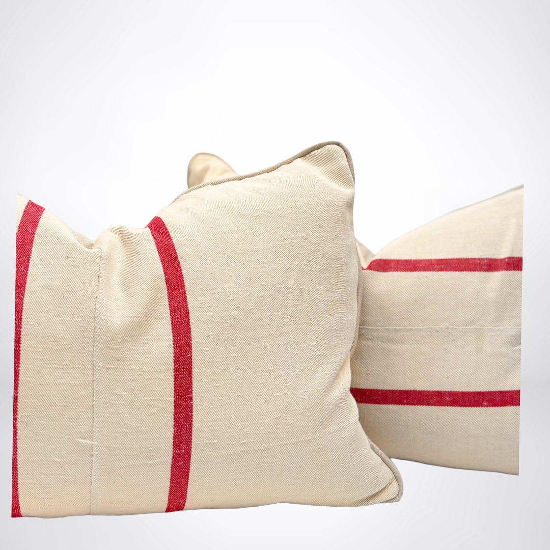 Beau Red Stripe Pillow #2