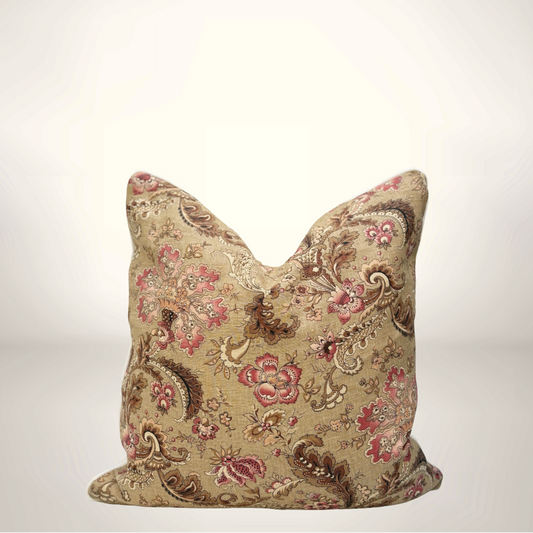 Decorative pillow with floral pattern on a light background