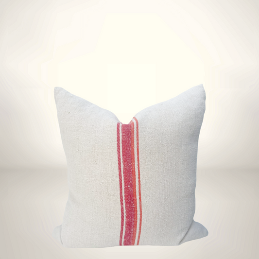 Multi Stripe Grain de Sac Pillow-Red