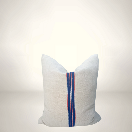 Multi Stripe Grain de Sac Pillow-Blue