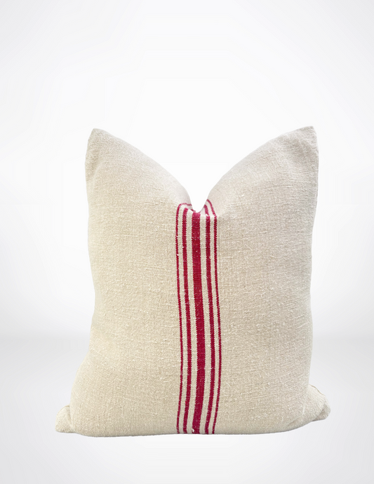 Red Stripe Grain Sac Pillow
