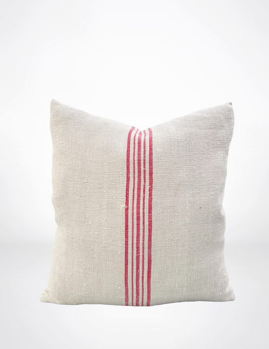 Faded Red Stripe Grain Sac Pillow