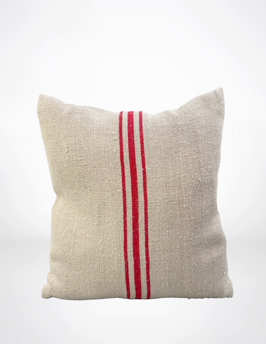 Three Red Stripe Grain Sac Pillow
