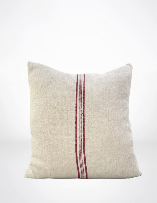 Burgundy Stripe Grain Sac Pillow #1