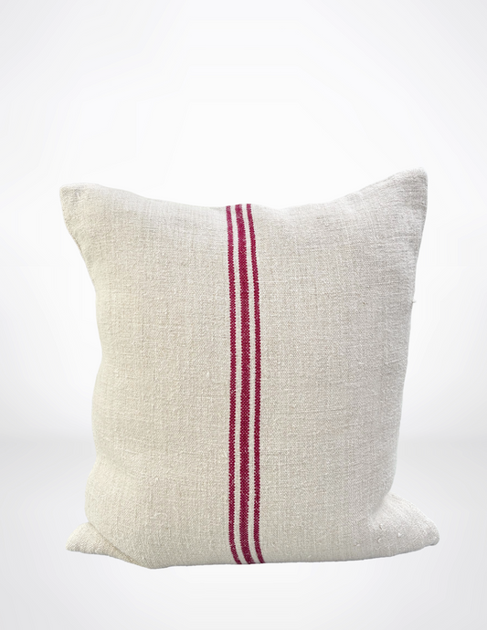 Burgundy Stripe Grain Sac Pillow #2