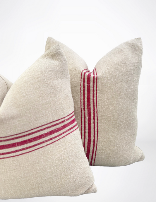 Red Stripe Grain Sac Pillow
