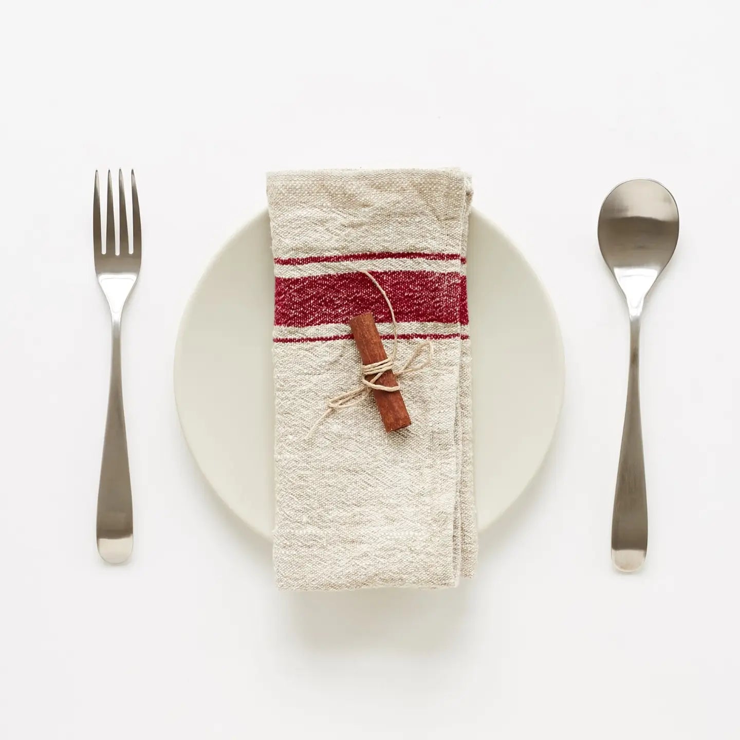 Red Stripe Vintage Linen Napkin Set/2