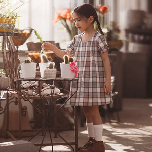 Vintage Plaid Linen Dress