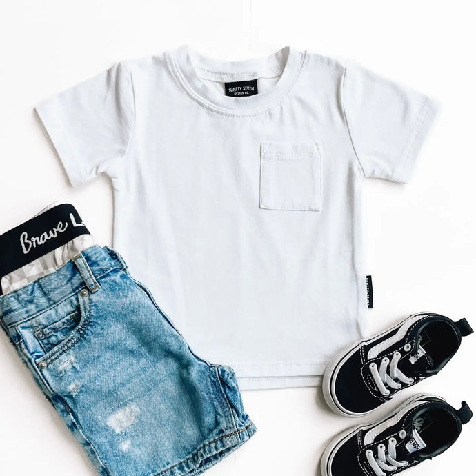 Kid's Basic White Pocket Tee