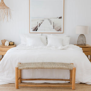 T&D White Linen Duvet Set