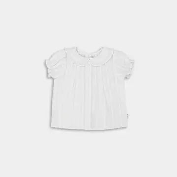 white kid's short sleeved blouse with collar