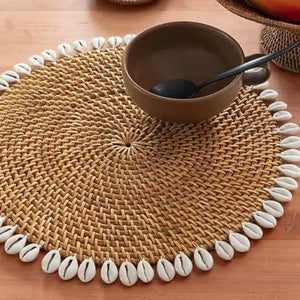 Rattan Placemats with Shells