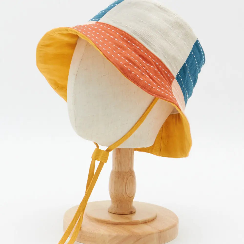 Checkered Baby Bucket Hat-Mustard