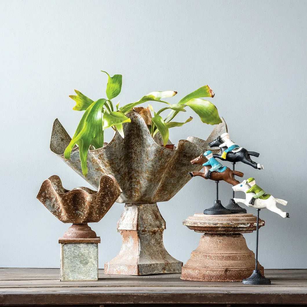 aged rust and gray abstract zinc planter