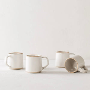 cream colored mugs with natural rim