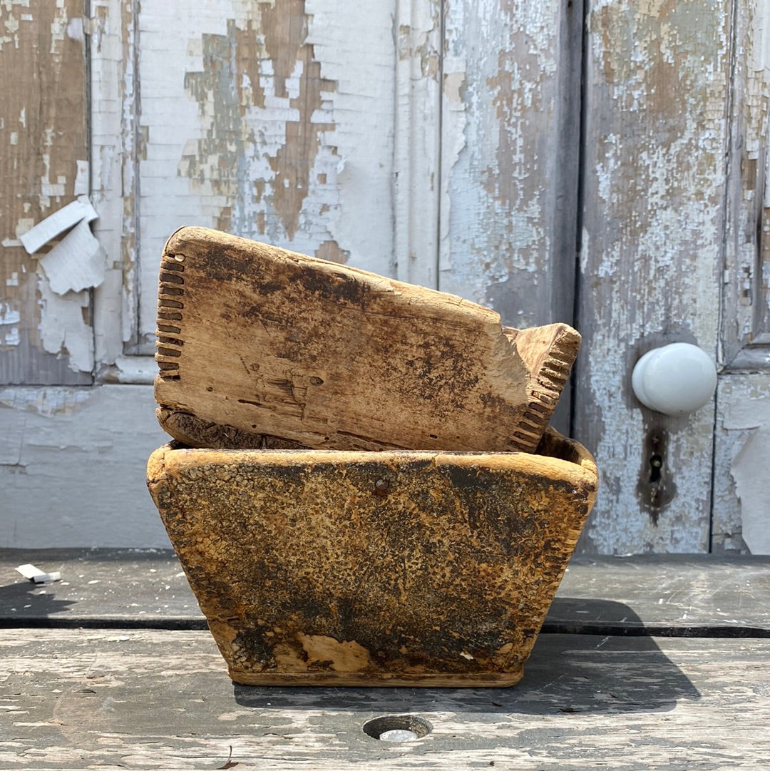 square rustic wooden bowl