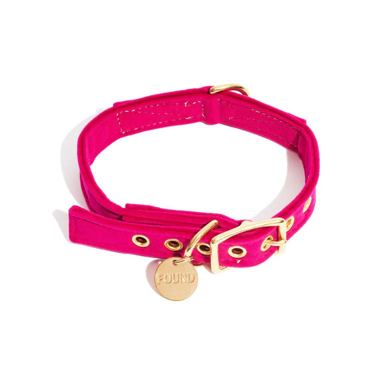 Velvet Cat+Dog Collar-Pink