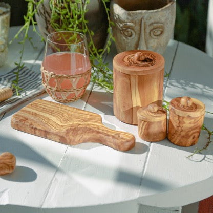Olive Wood Spice Jar Large