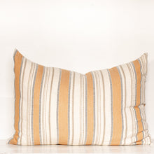 Load image into Gallery viewer, cream, pale orange, tan and black vertical striped rectangle pillow