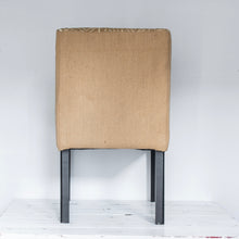Load image into Gallery viewer, tan and white patterned mud cloth upholstered chair with black wood legs