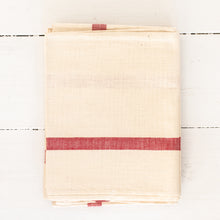 Load image into Gallery viewer, cream colored linen dishtowel with red stripe