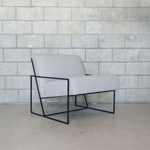Load image into Gallery viewer, The Gramercy Chair (fabric)-simple modern metal frame, blue and white stripe fabric
