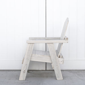 white washed patio chair