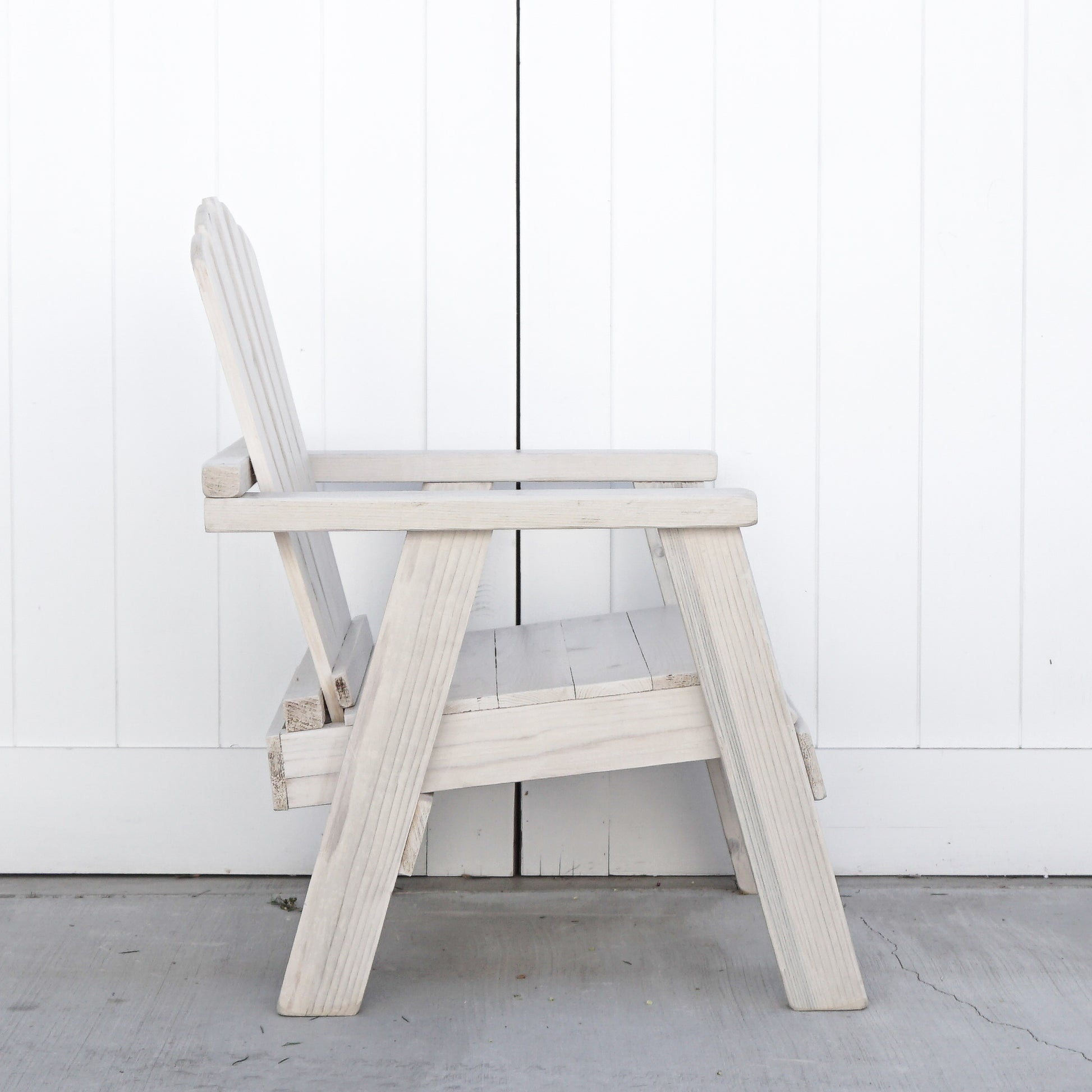 white washed patio chair
