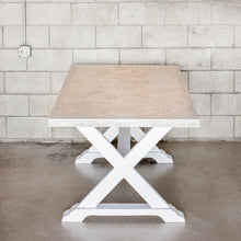 Load image into Gallery viewer, The Portobello Table-rustic salvaged white washed wood, x cross legs