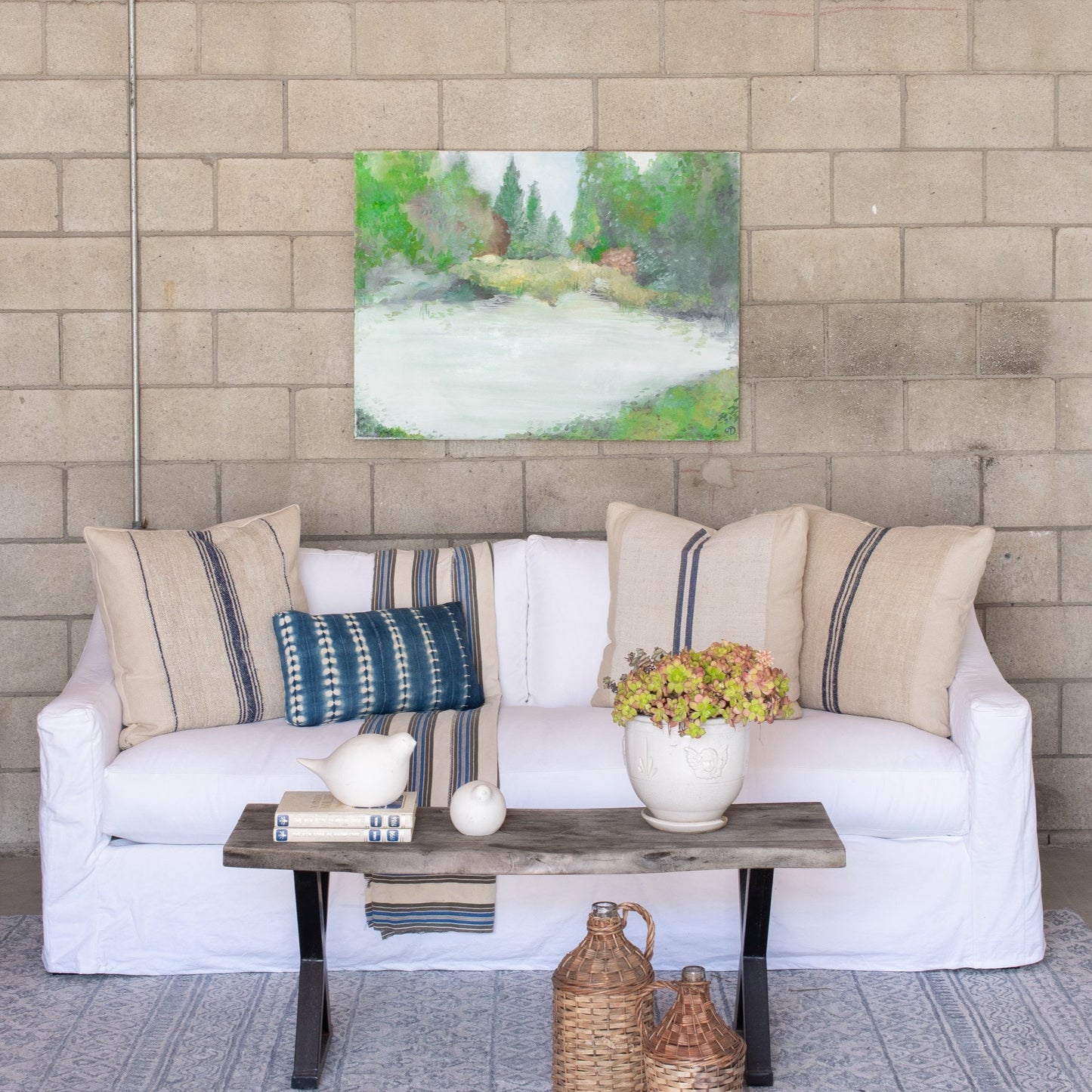 The South Bay Sofa-white duck cotton fabric slipcover, bench cushion and two back pillows