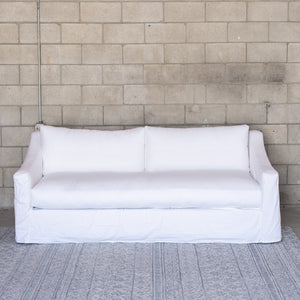 The South Bay Sofa-white duck cotton fabric slipcover, bench cushion and two back pillows