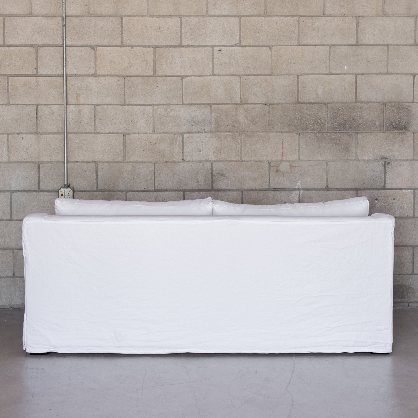 The South Bay Sofa-white duck cotton fabric slipcover, bench cushion and two back pillows
