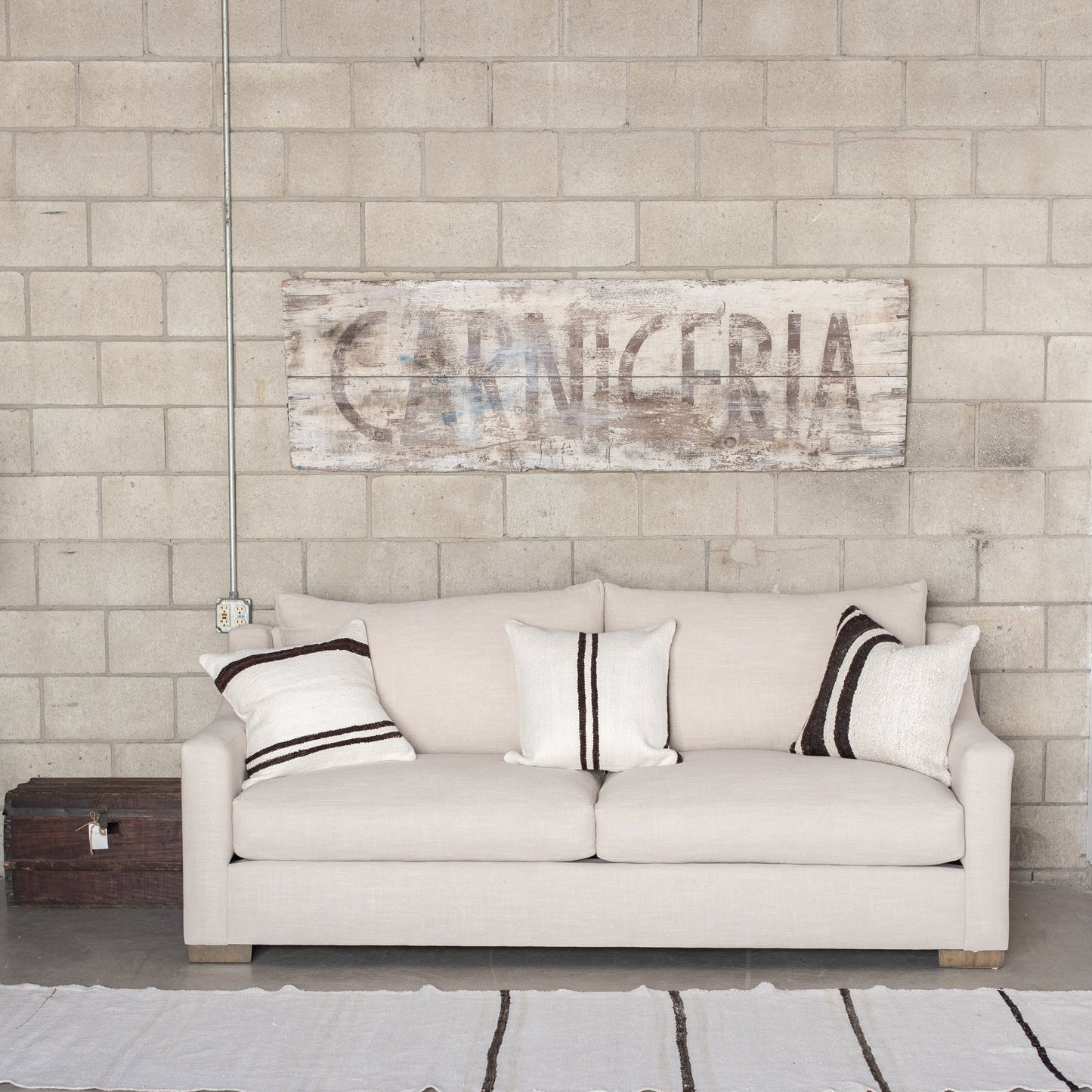 The Silver Lake Sofa-clean line sofa, wood feet, cream linen fabric