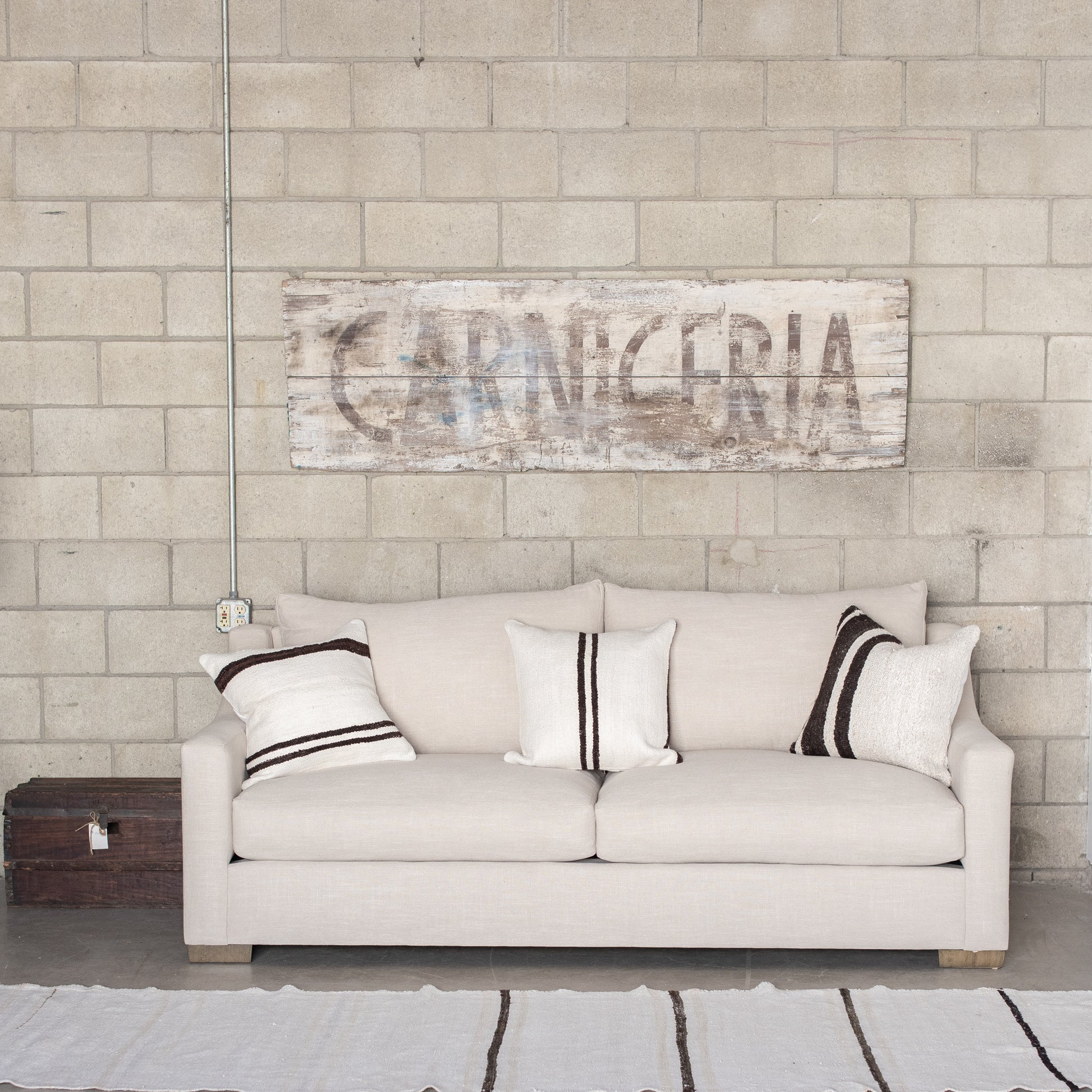 The Silver Lake Sofa-clean line sofa, wood feet, cream linen fabric
