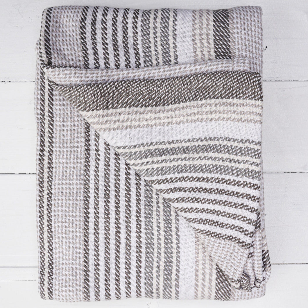 Coastal Stripe Throw-Taupe Ticking