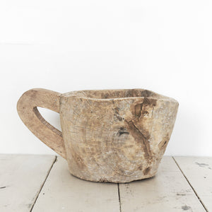 Large primitive wooden mug