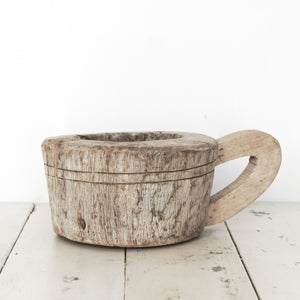 Large primitive wooden mug