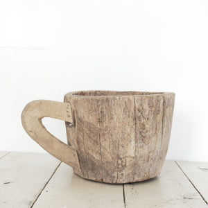 Large primitive wooden mug